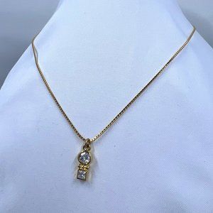 Monet Gold Toned 15” Necklace with Jeweled Pendant